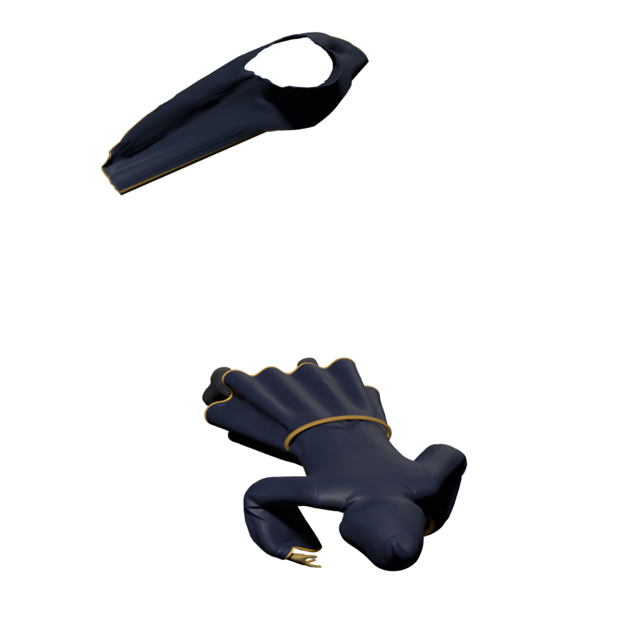 Rejected death ending with a detached mantle, actual Blender render