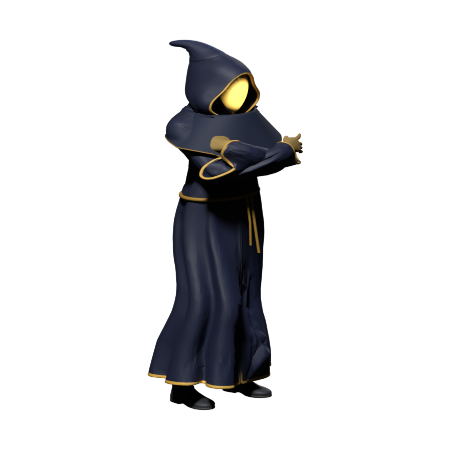 Rejected first walking trial, with the robe deformed by separate leg bones