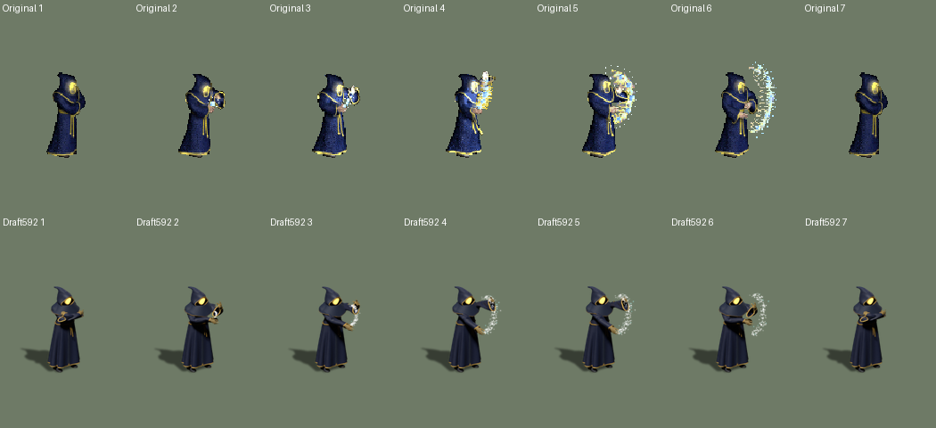 Original defence and the draft with geometry shadows and a separate effect layer