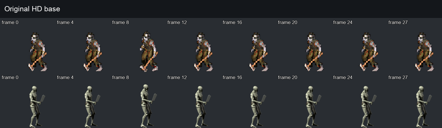 Map zombie animation: HD baseline and frame-by-frame replacement