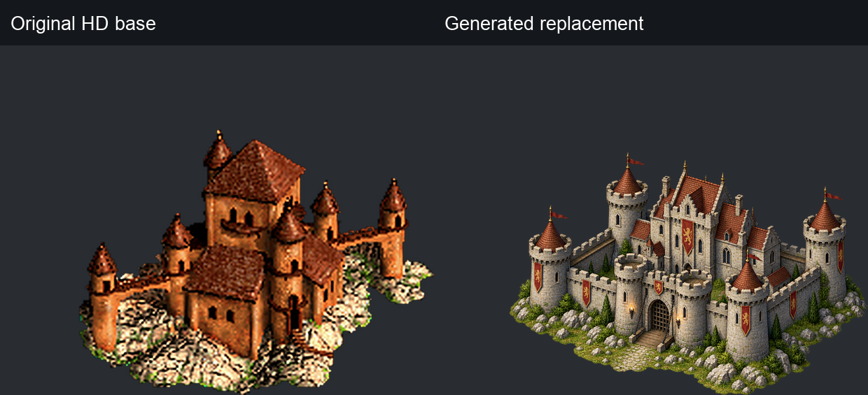 Castle landmark: HD baseline and actual replacement