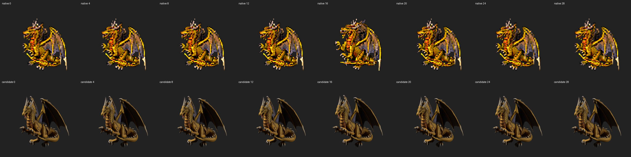 Native and Blender Gold Dragon loop samples