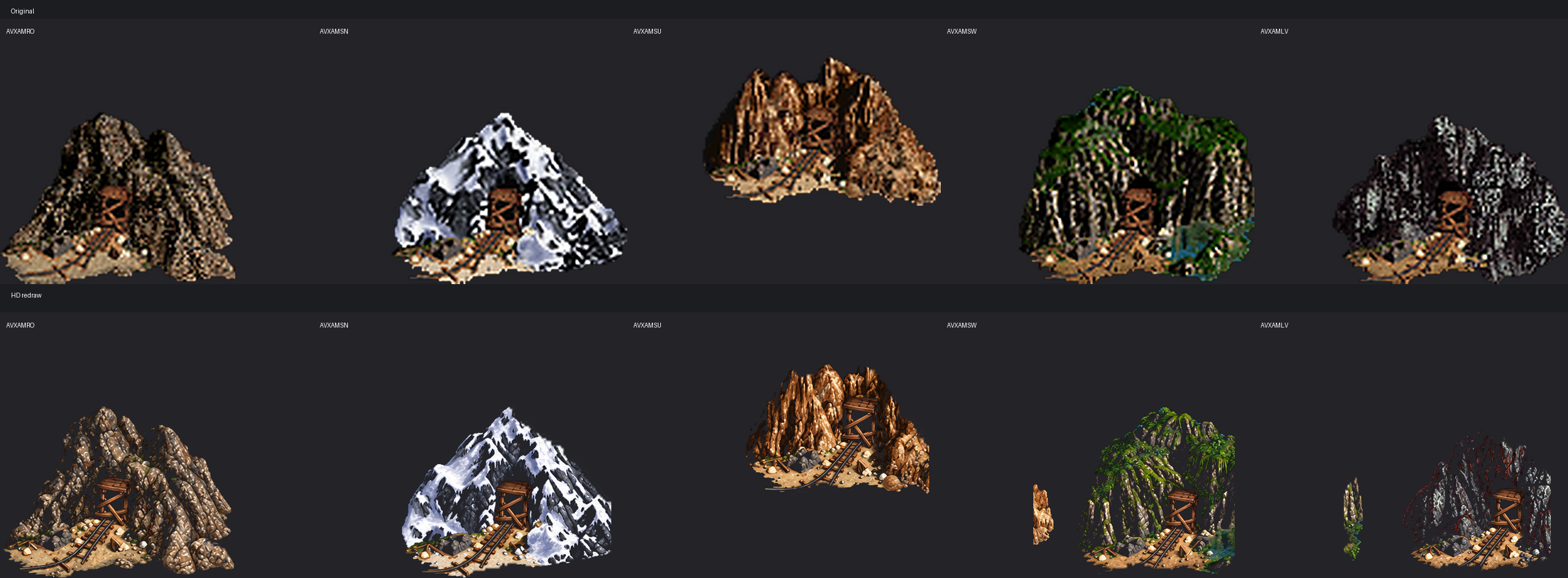 Mine terrain variants comparison