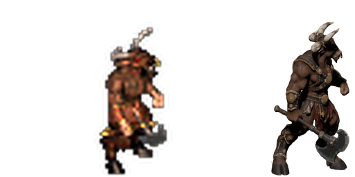 Native and Blender Minotaur loop samples