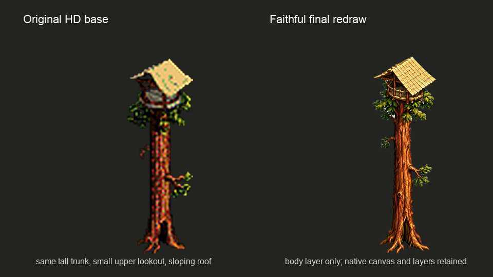 Original base and faithful final Giant Redwood redraw