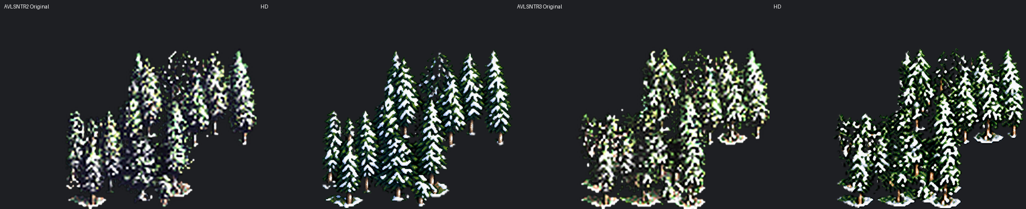 HD snow-pine grove comparison
