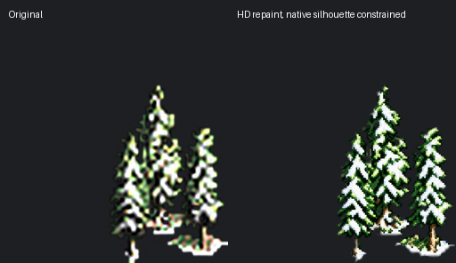 HD snow-pine comparison
