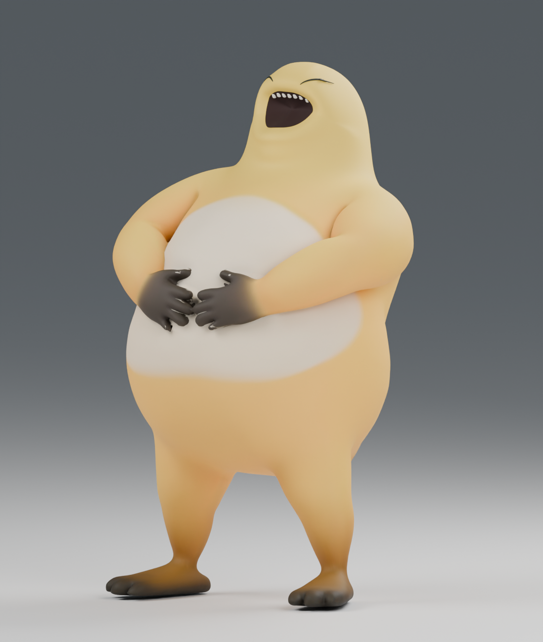 An intermediate mouth-opening pose, an actual high-resolution Blender still
