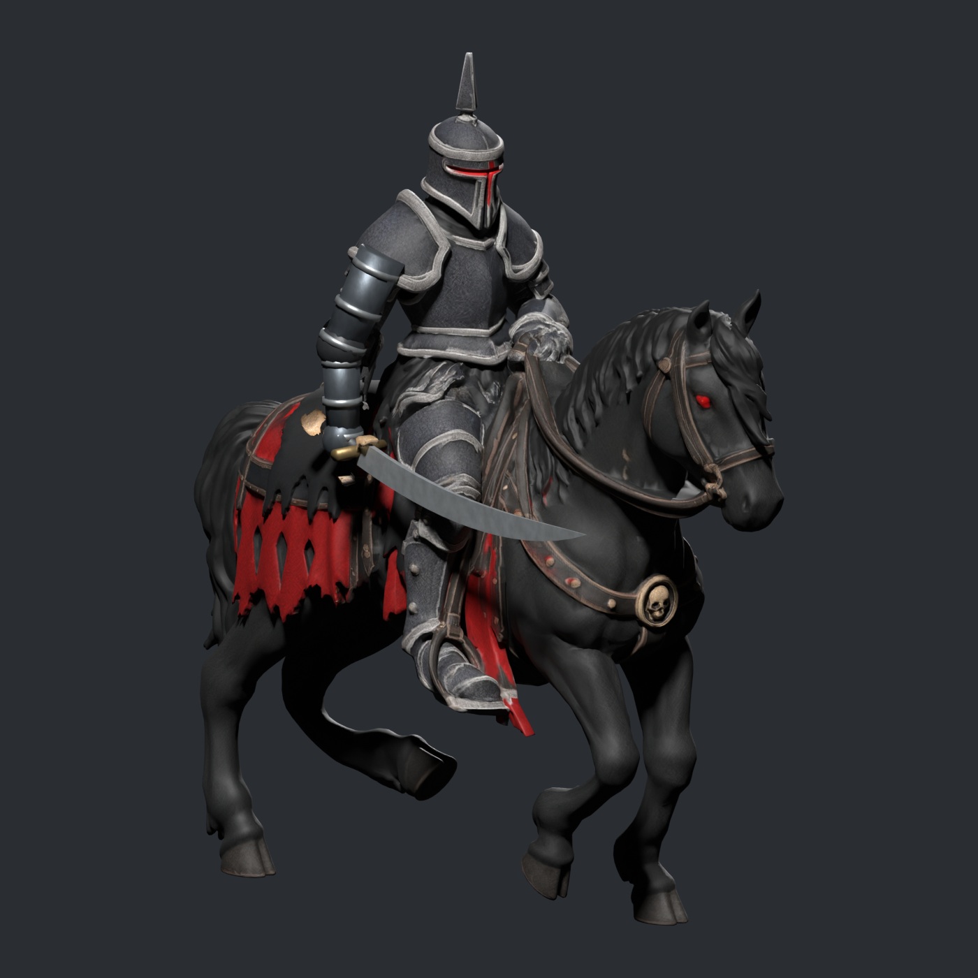 Black Knight: 1400×1400 Blender still with revised hooves
