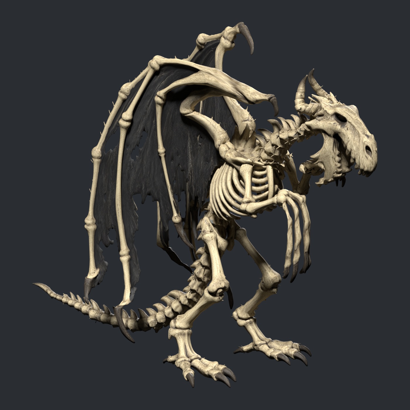 Bone Dragon bite: high-resolution Blender still from the final scene