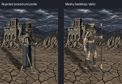 Rejected lich prototype and subsequent Meshy static model