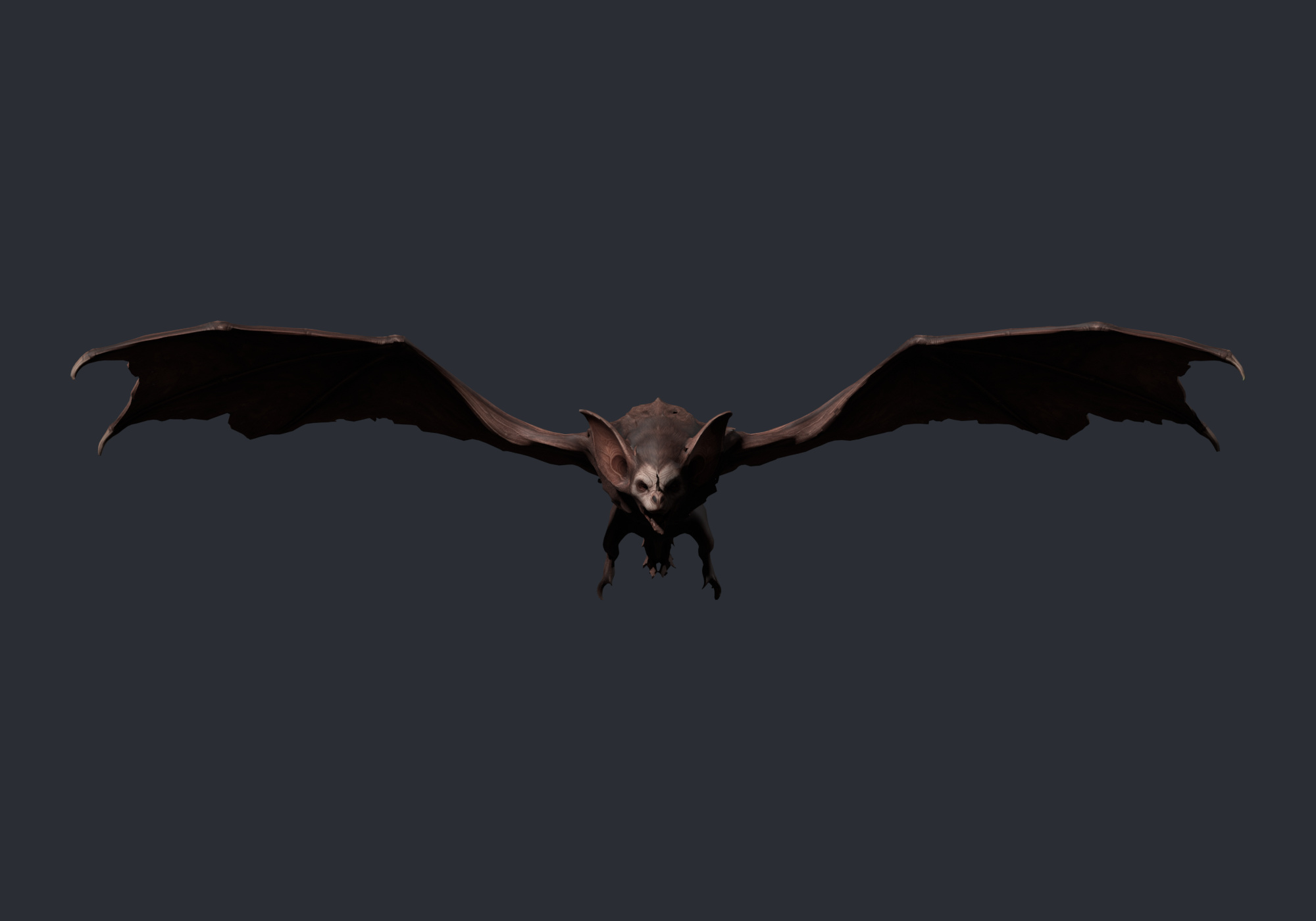 Blender still of the bat with wings extended