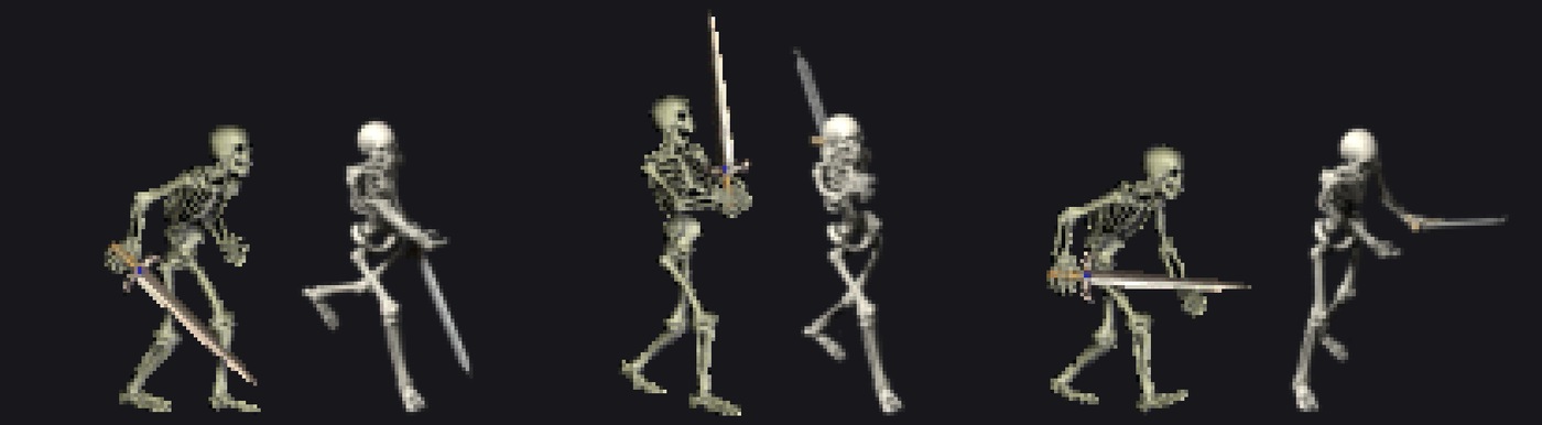 Idle, guard and walk, original and ours