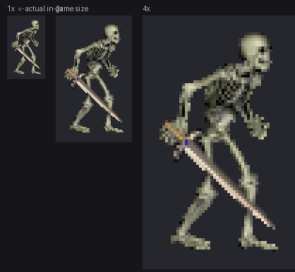 The skeleton at 1x, 2x and 4x