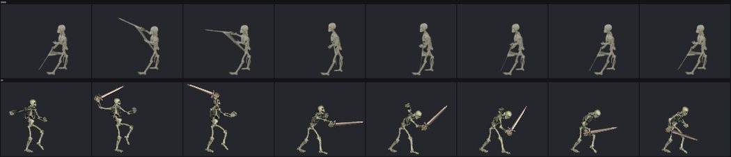 The attack animation after rebinding, against the original